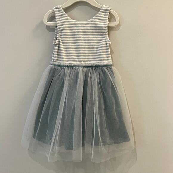 Mini Boden Other - Mini Boden Jersey Tulle Mix Dress Party Twirl Trip Tropical Rain Green 4-5 Years